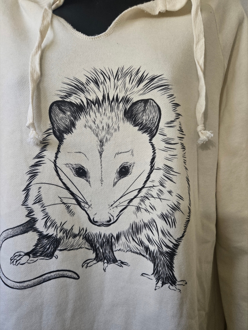 Hoodie with Opossum Illustration